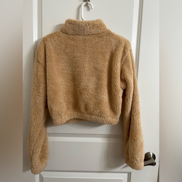 XS Cropped Sherpa Quarter Zip Sweatshirt - Picture 2 of 4